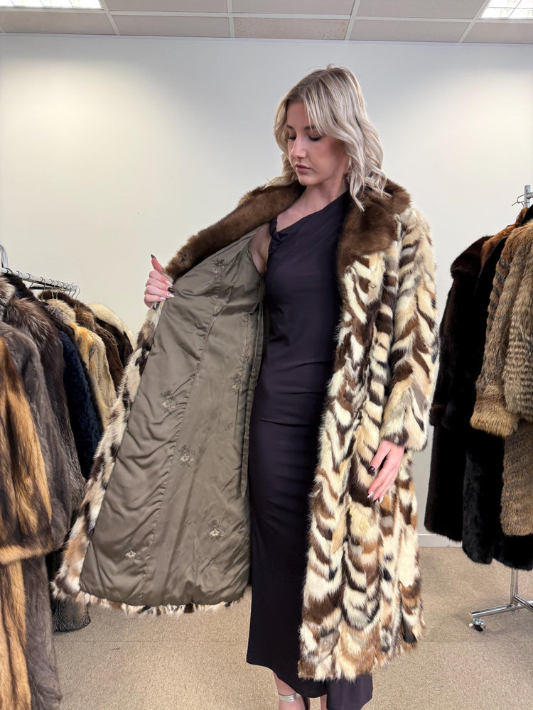 Colorful Mink Coat, Small Size, Dyed Mink Fur Coat, Mink Pieces Fur Coat, Vintage Fur Coat, Women's Fur Coat, Real Mink Coat, Long Mink Coat