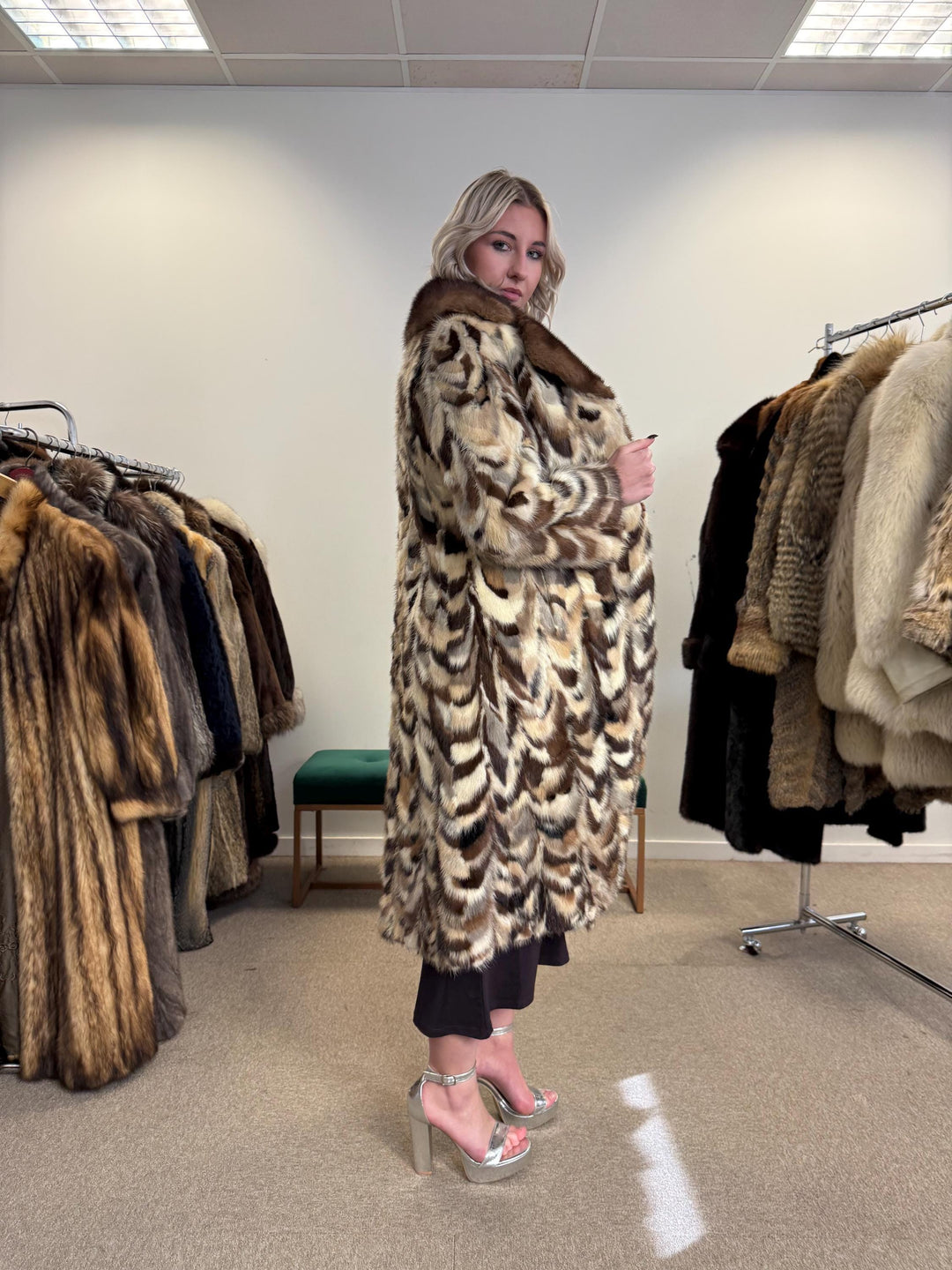 Colorful Mink Coat, Small Size, Dyed Mink Fur Coat, Mink Pieces Fur Coat, Vintage Fur Coat, Women's Fur Coat, Real Mink Coat, Long Mink Coat