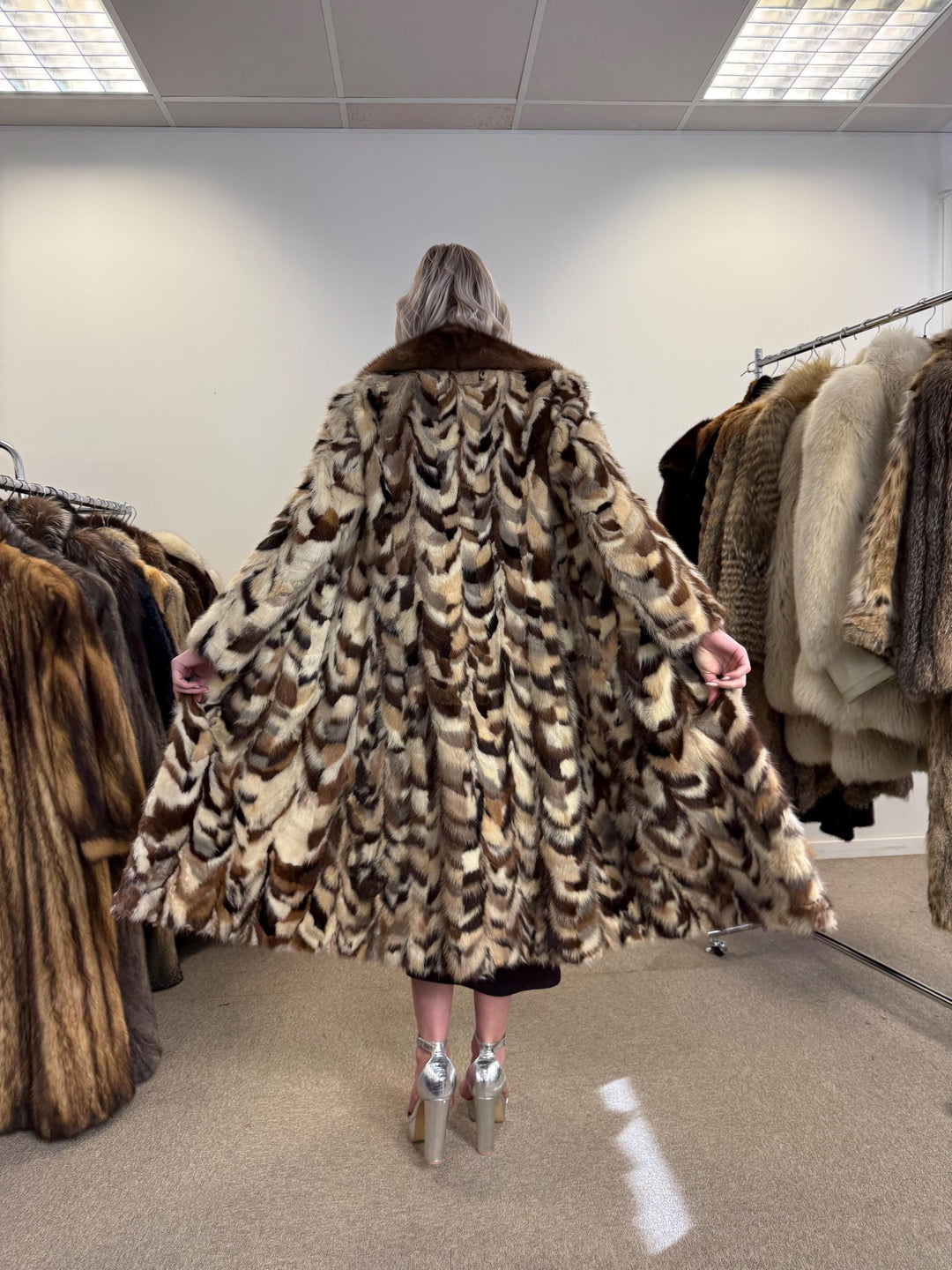 Colorful Mink Coat, Small Size, Dyed Mink Fur Coat, Mink Pieces Fur Coat, Vintage Fur Coat, Women's Fur Coat, Real Mink Coat, Long Mink Coat