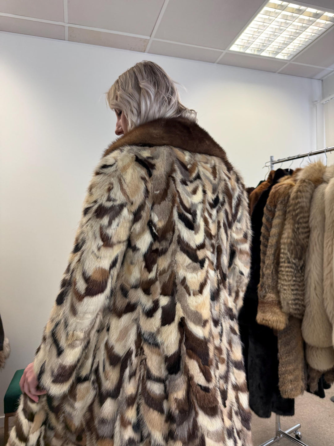 Colorful Mink Coat, Small Size, Dyed Mink Fur Coat, Mink Pieces Fur Coat, Vintage Fur Coat, Women's Fur Coat, Real Mink Coat, Long Mink Coat