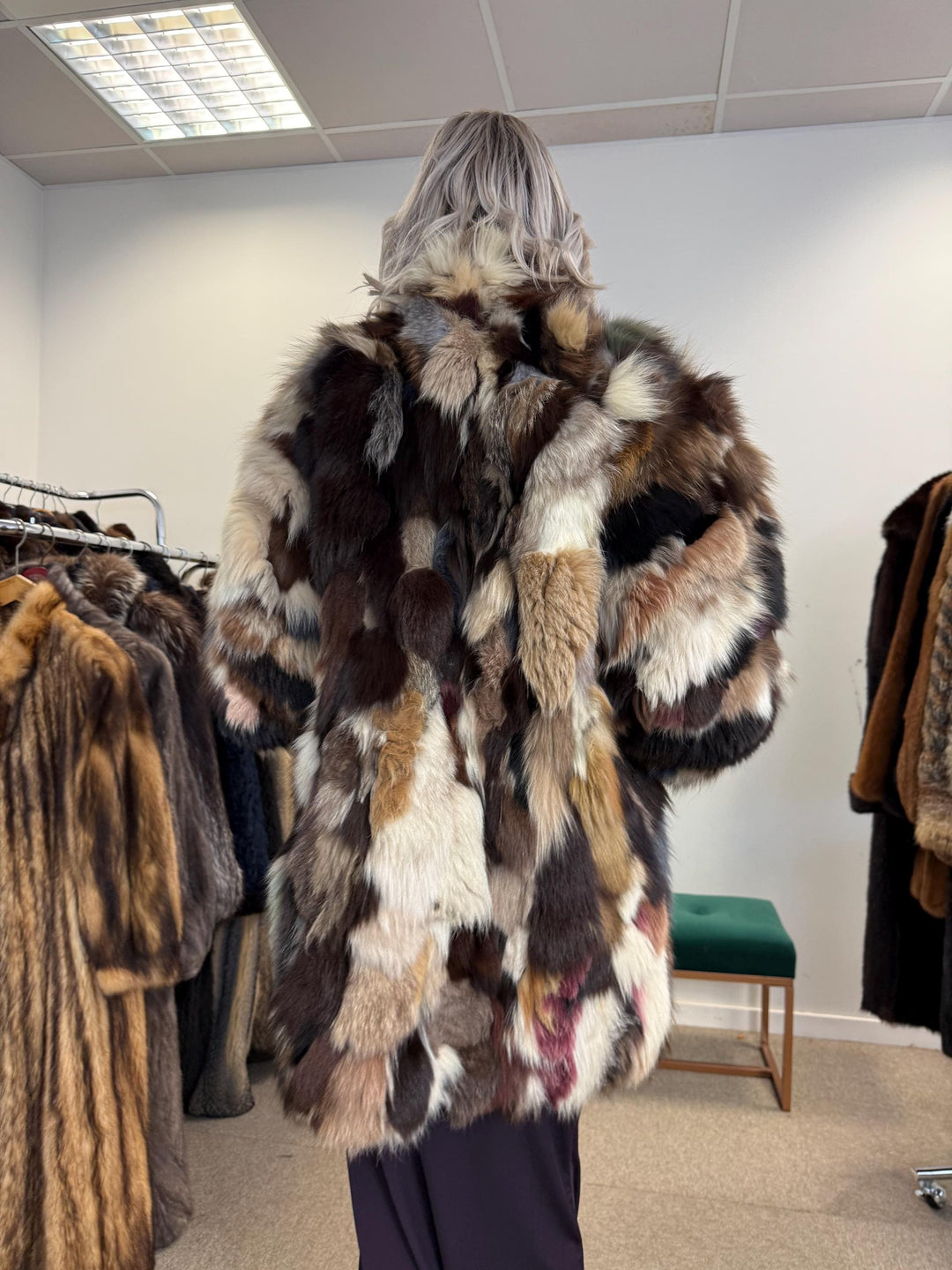 Colorful Mink Jacket, Large Size, Women's Fur Coat, Real Mink Jacket, Mink Jacket, Dyed Mink Fur Coat, Mink Pieces Fur, Vintage Fur Jacket