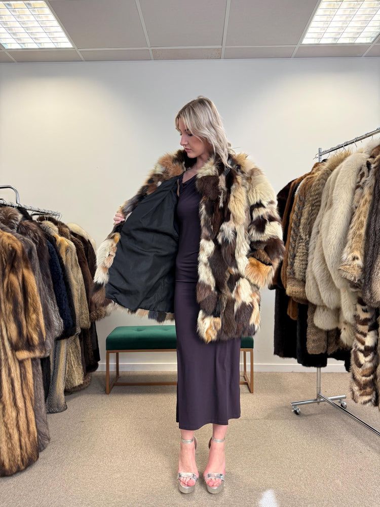 Colorful Mink Jacket, Large Size, Women's Fur Coat, Real Mink Jacket, Mink Jacket, Dyed Mink Fur Coat, Mink Pieces Fur, Vintage Fur Jacket