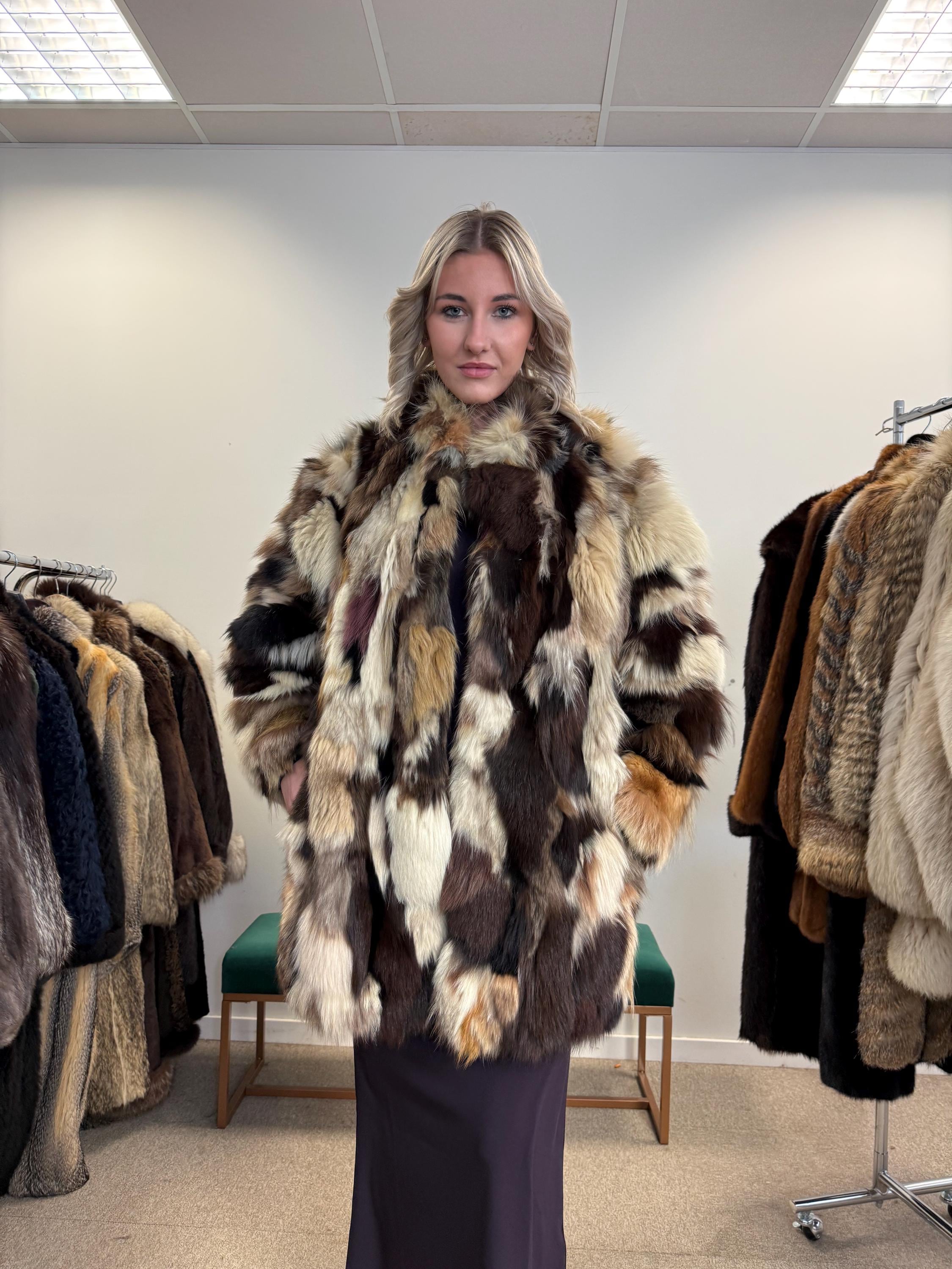 Colorful Mink Jacket, Large Size, Women's Fur Coat, Real Mink Jacket, Mink Jacket, Dyed Mink Fur Coat, Mink Pieces Fur, Vintage Fur Jacket