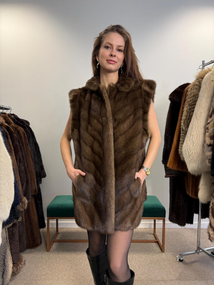 Soft Mink Fur Vest, XL Size, Mink Vest, Real Fur Vest, Brown Mink Fur, Vintage Fur Vest, Real Mink Vest, Thick Mink Fur Vest, Mink Fur