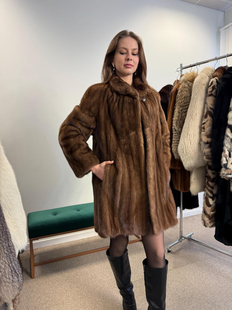 Soft Mink Coat, Thick Mink Coat, Medium Size, Brown Mink Coat, Vintage Fur Coat, Women's Fur Coat, Mink Coat, Swinger Brown Mink