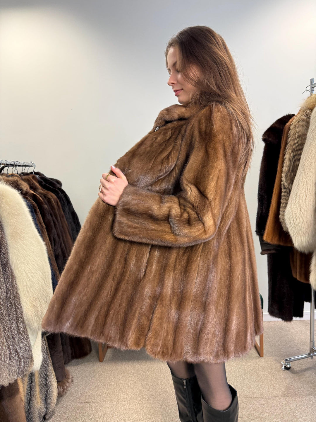 Soft Mink Coat, Thick Mink Coat, Medium Size, Brown Mink Coat, Vintage Fur Coat, Women's Fur Coat, Mink Coat, Swinger Brown Mink