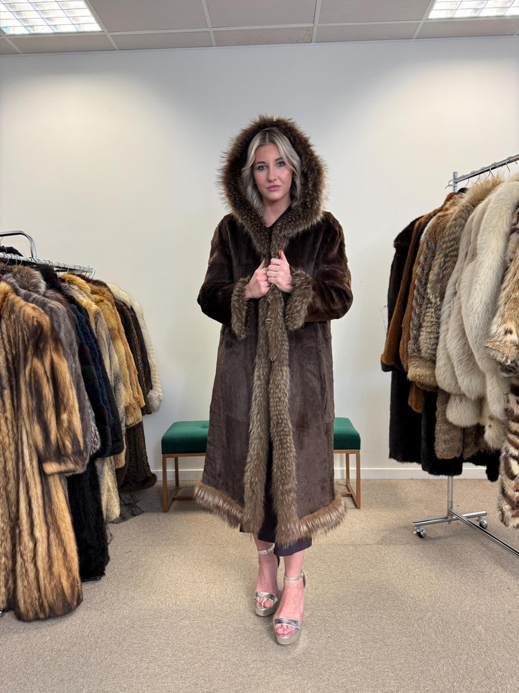 Sheared Beaver with Raccoon Coat, Small Size, Brown Fur Coat, Fur Coat Women, Beaver Fur, Raccoon Coat, Real Fur, Vintage Fur Coat, Raccoon