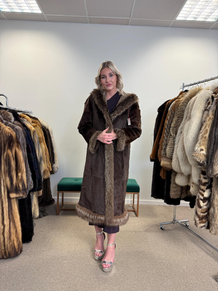 Sheared Beaver with Raccoon Coat, Small Size, Brown Fur Coat, Fur Coat Women, Beaver Fur, Raccoon Coat, Real Fur, Vintage Fur Coat, Raccoon