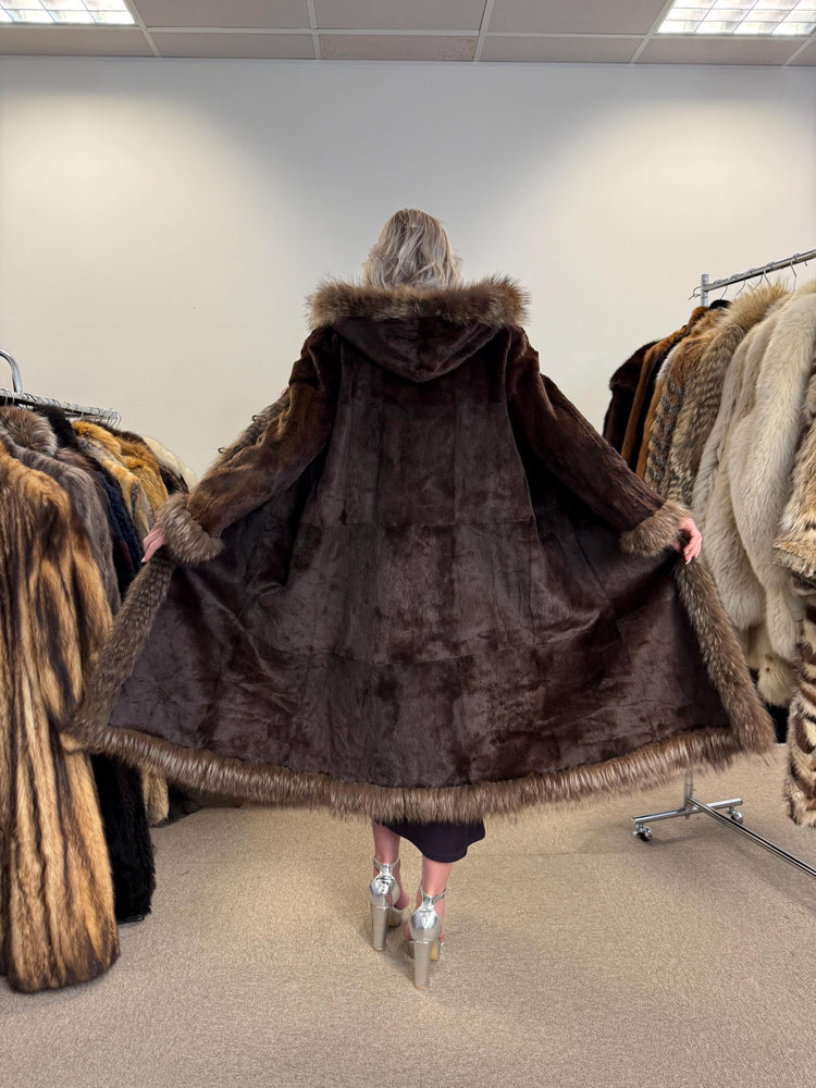 Sheared Beaver with Raccoon Coat, Small Size, Brown Fur Coat, Fur Coat Women, Beaver Fur, Raccoon Coat, Real Fur, Vintage Fur Coat, Raccoon
