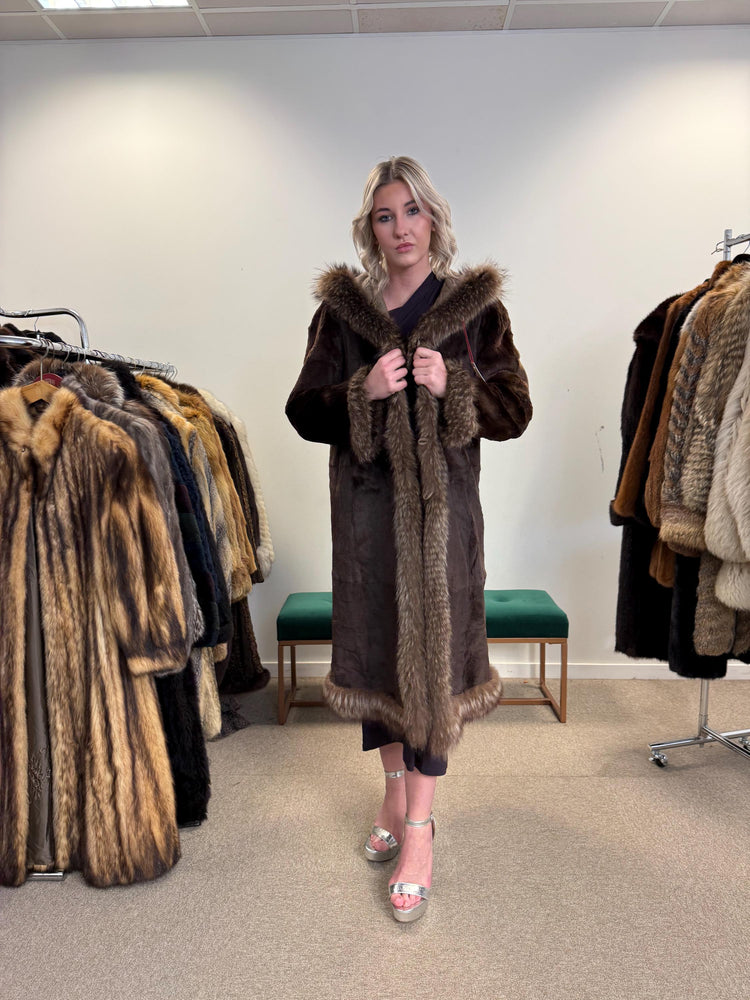 Sheared Beaver with Raccoon Coat, Small Size, Brown Fur Coat, Fur Coat Women, Beaver Fur, Raccoon Coat, Real Fur, Vintage Fur Coat, Raccoon