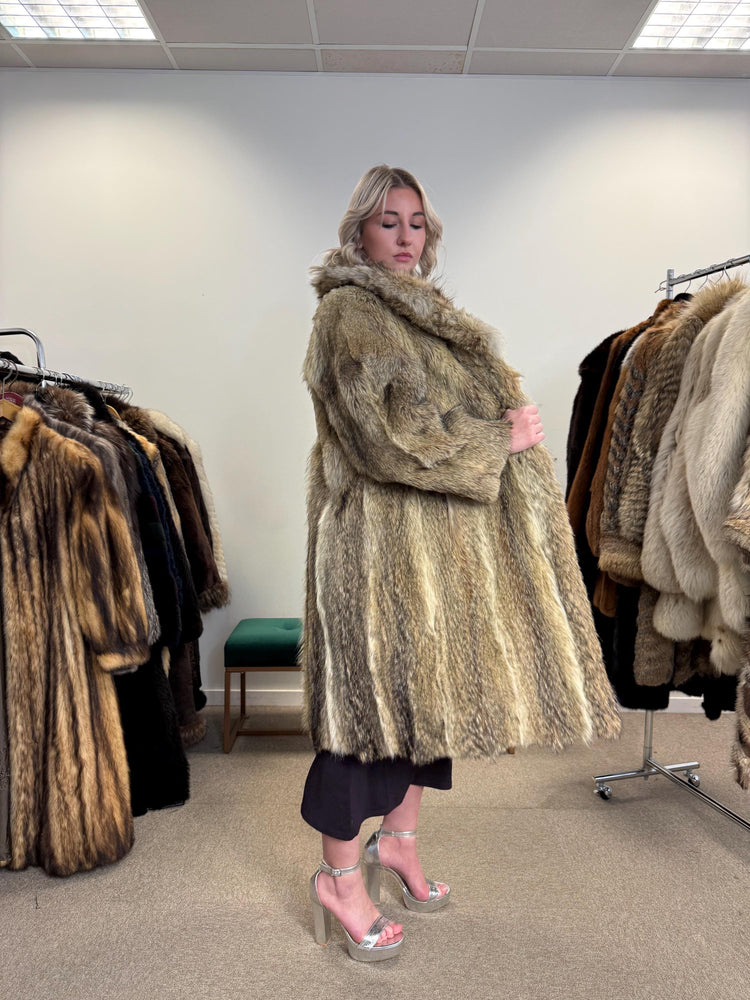 Coyote Fur Coat, Medium Size, Real Coyote Fur Coat, Coyote Coat Women, Vintage Fur Coat, Coyote Fur Coat, Real Fur Coat, Women's Fur Coat