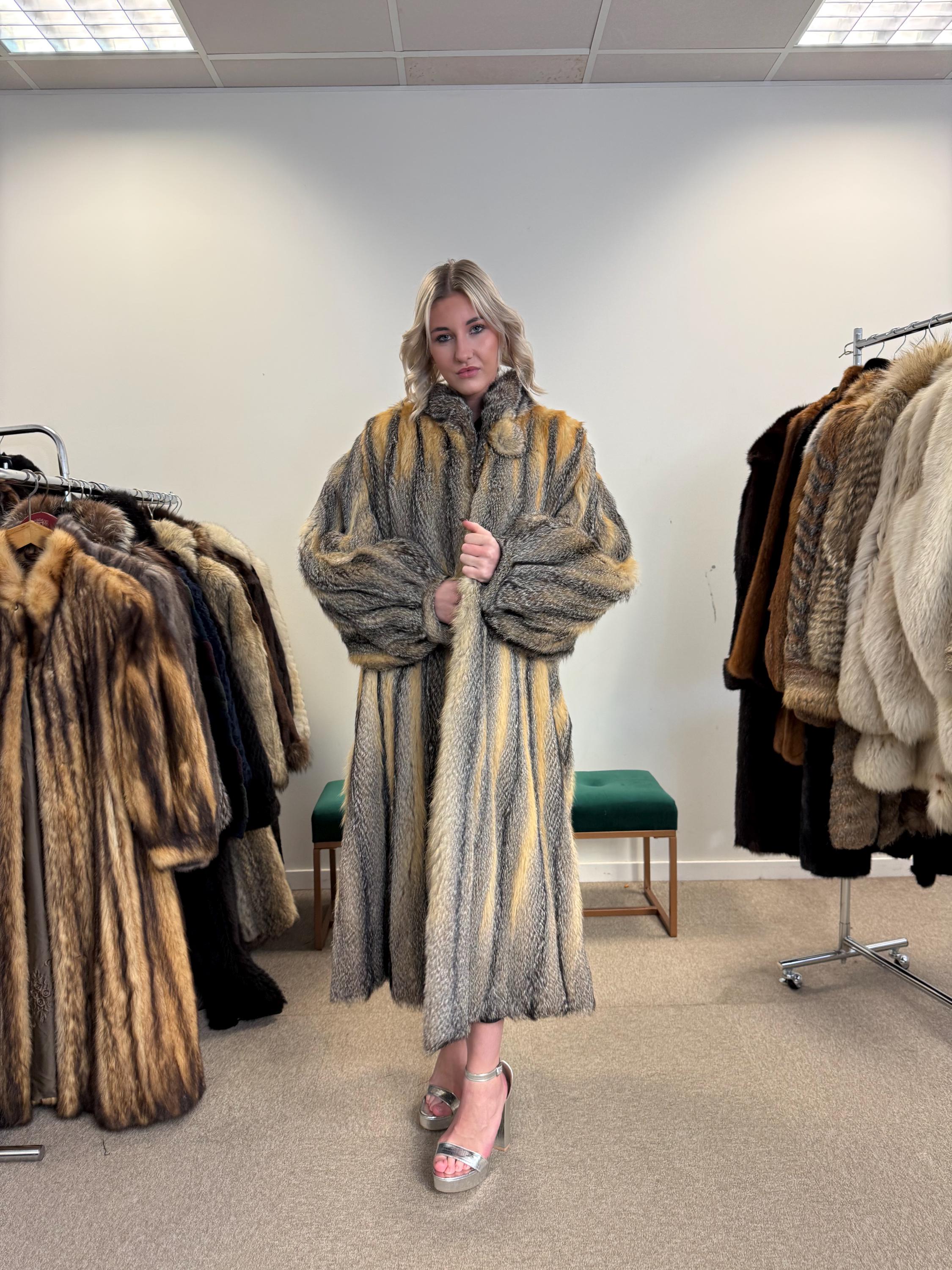 Grey Fox Fur Coat, XXL Size, Full-Length Fox Coat, Vintage Fur Coat, Real Fox Coat, Soft Grey Fox Coat, Long Fur Coat, Gray Fox Coat, Fox