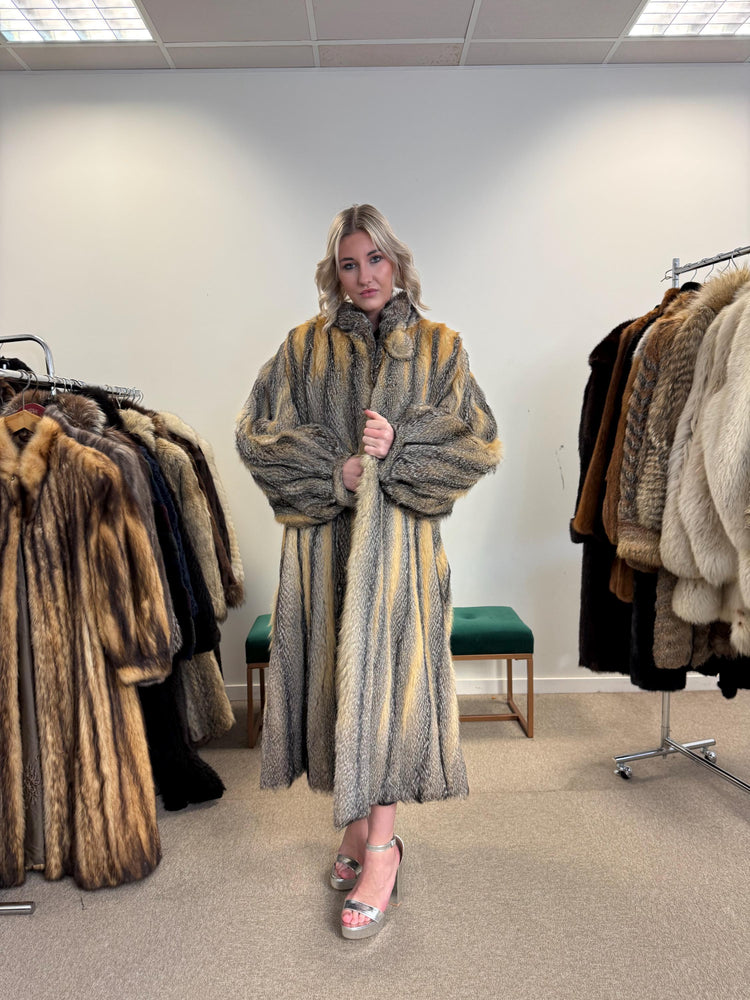 Grey Fox Fur Coat, XXL Size, Full-Length Fox Coat, Vintage Fur Coat, Real Fox Coat, Soft Grey Fox Coat, Long Fur Coat, Gray Fox Coat, Fox