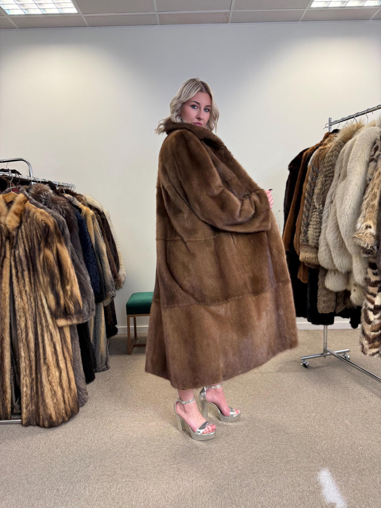 Pastel Mink Fur Coat, L/XL Size, Women's Fur Coat, Italian Skin Fur Coat, Light & Luxury Fur Coat, Full-Length Mink Coat, Pastel Mink Fur