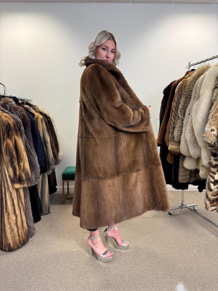 Pastel Mink Fur Coat, L/XL Size, Women's Fur Coat, Italian Skin Fur Coat, Light & Luxury Fur Coat, Full-Length Mink Coat, Pastel Mink Fur