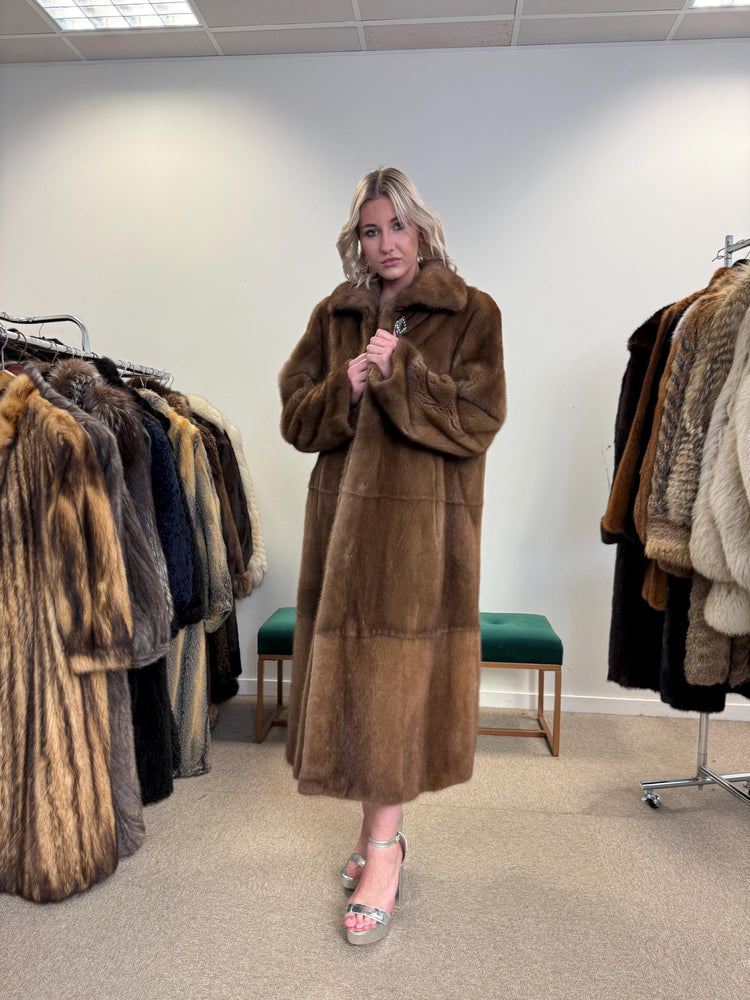 Pastel Mink Fur Coat, L/XL Size, Women's Fur Coat, Italian Skin Fur Coat, Light & Luxury Fur Coat, Full-Length Mink Coat, Pastel Mink Fur