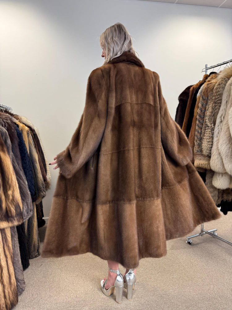 Pastel Mink Fur Coat, L/XL Size, Women's Fur Coat, Italian Skin Fur Coat, Light & Luxury Fur Coat, Full-Length Mink Coat, Pastel Mink Fur