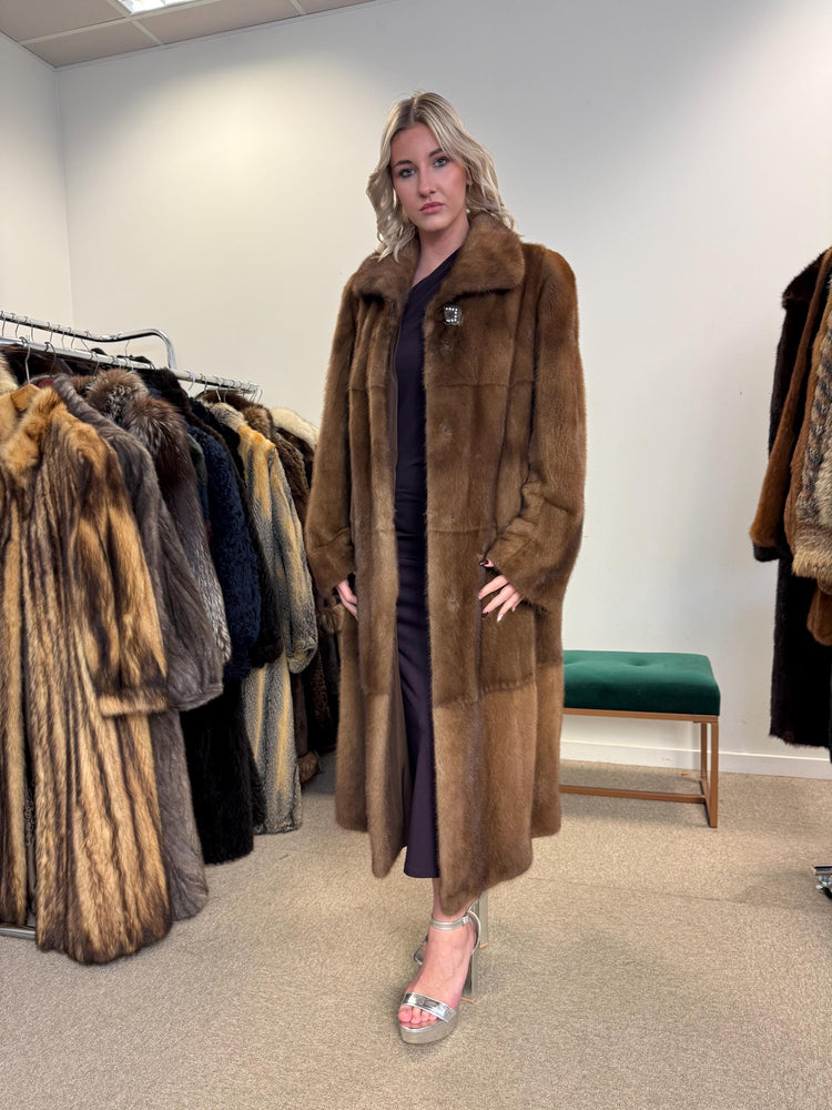 Pastel Mink Fur Coat, L/XL Size, Women's Fur Coat, Italian Skin Fur Coat, Light & Luxury Fur Coat, Full-Length Mink Coat, Pastel Mink Fur