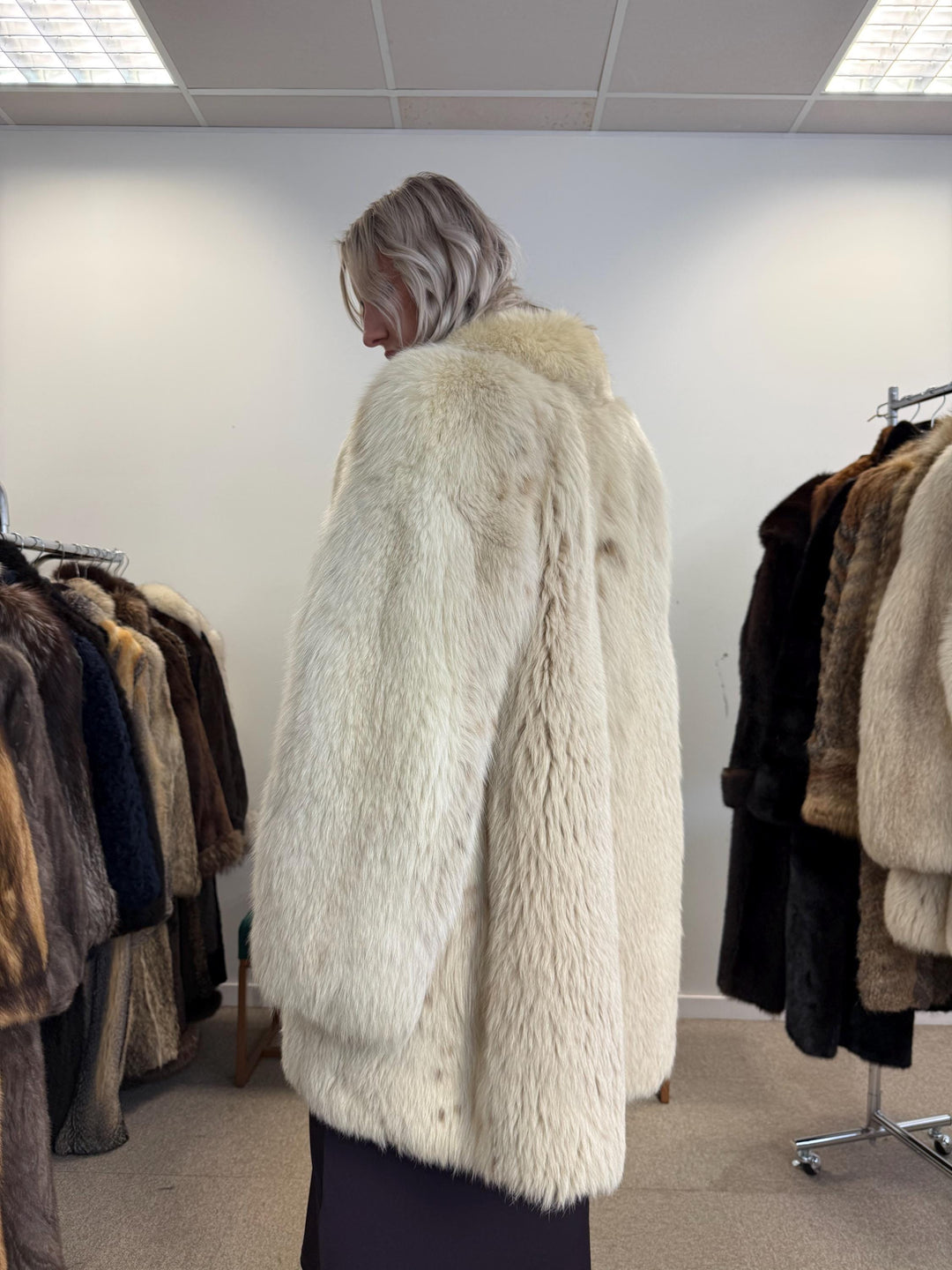Lynx and Fox Fur Coat, XL Size, White Fox Fur Coat, Lynx Fox Coat, Lynx Fur Coat, Vintage Fur Coat, Women's Fur Coat, Luxurious Fur Coat