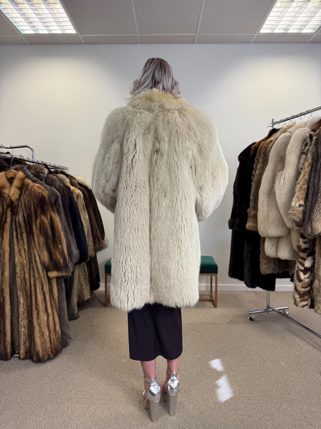 Lynx and Fox Fur Coat, XL Size, White Fox Fur Coat, Lynx Fox Coat, Lynx Fur Coat, Vintage Fur Coat, Women's Fur Coat, Luxurious Fur Coat