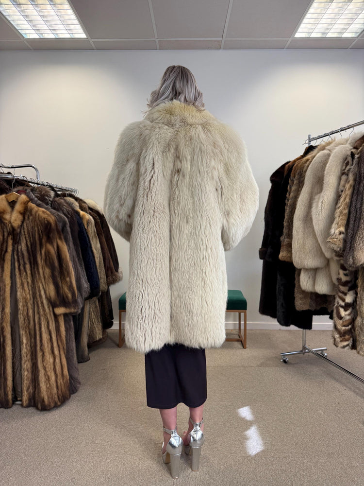 Lynx and Fox Fur Coat, XL Size, White Fox Fur Coat, Lynx Fox Coat, Lynx Fur Coat, Vintage Fur Coat, Women's Fur Coat, Luxurious Fur Coat
