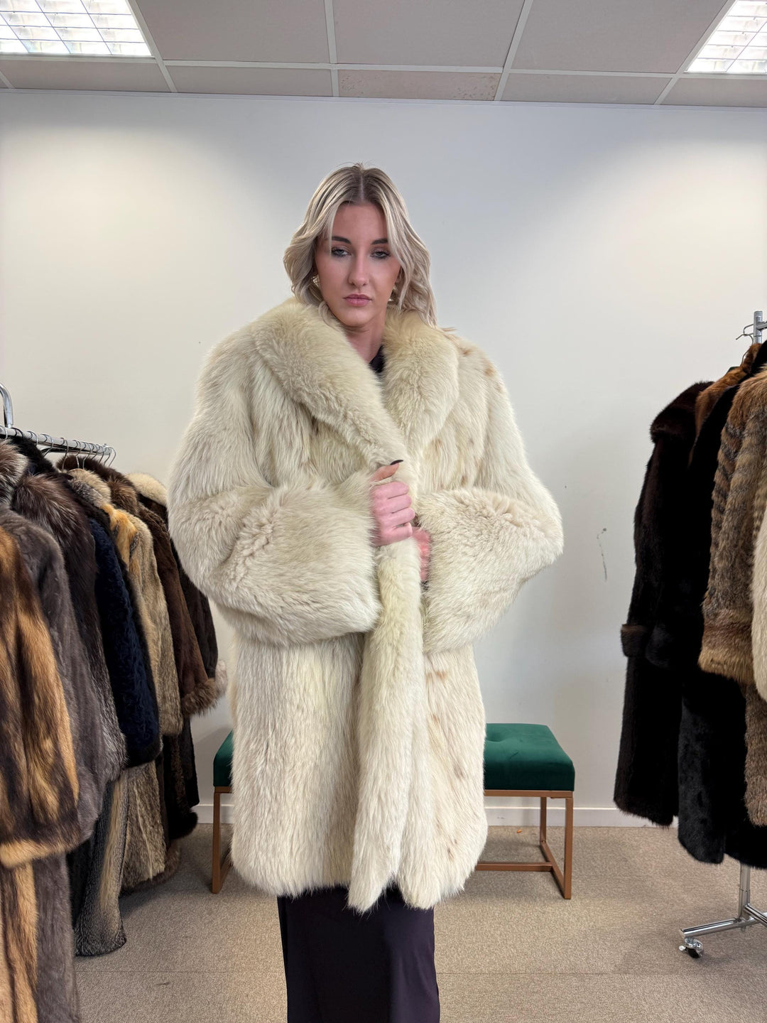 Lynx and Fox Fur Coat, XL Size, White Fox Fur Coat, Lynx Fox Coat, Lynx Fur Coat, Vintage Fur Coat, Women's Fur Coat, Luxurious Fur Coat