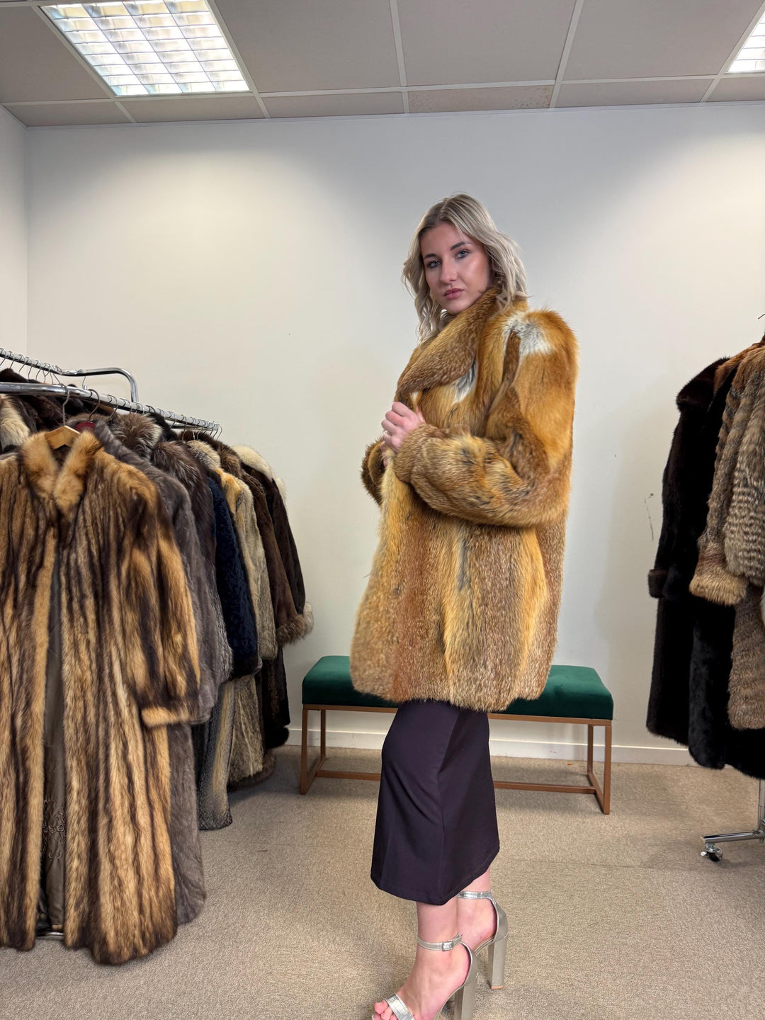 Vintage Red Fox Fur Jacket, Luxuriously Soft, Warm, Large Size