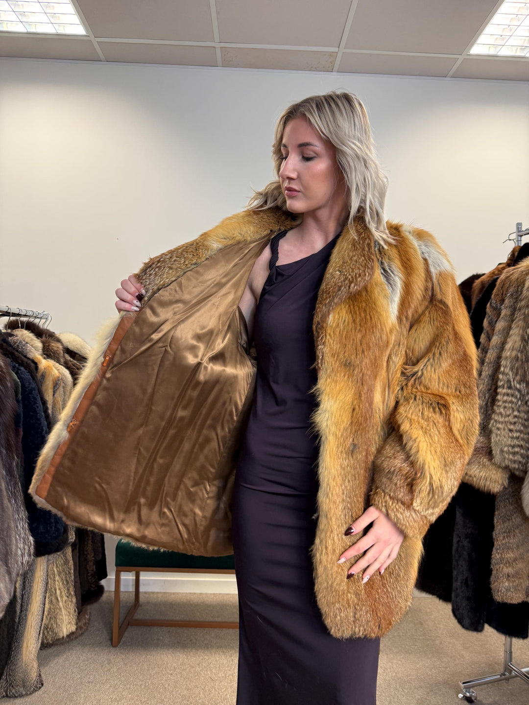 Vintage Red Fox Fur Jacket, Luxuriously Soft, Warm, Large Size