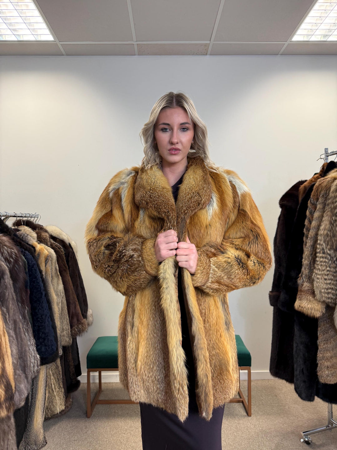 Vintage Red Fox Fur Jacket, Luxuriously Soft, Warm, Large Size