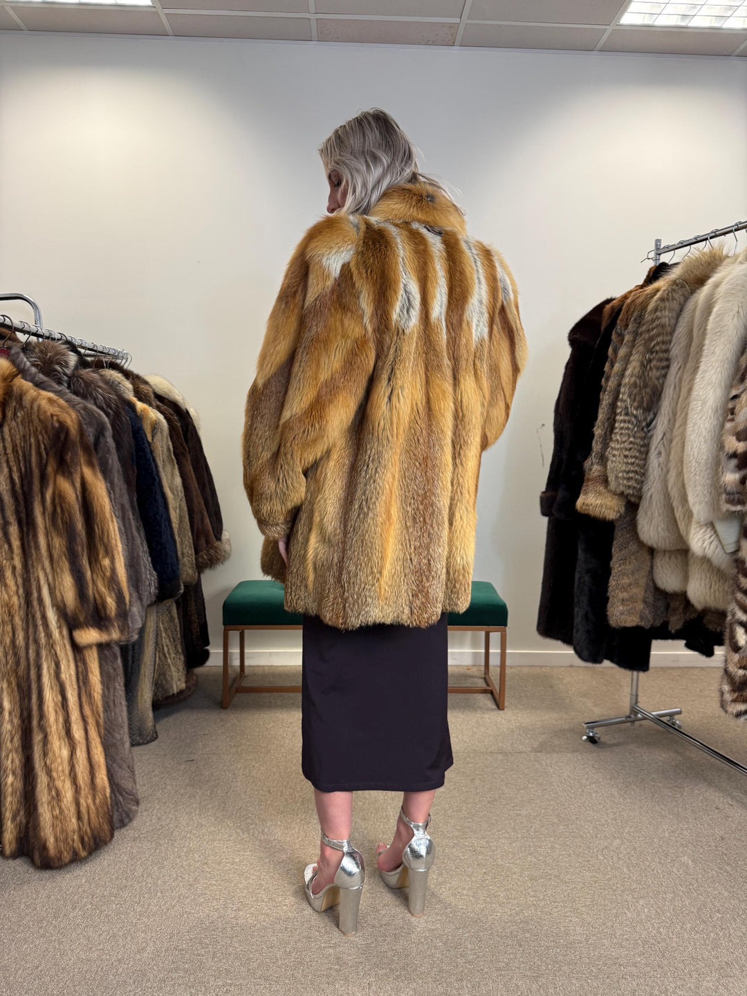 Vintage Red Fox Fur Jacket, Luxuriously Soft, Warm, Large Size