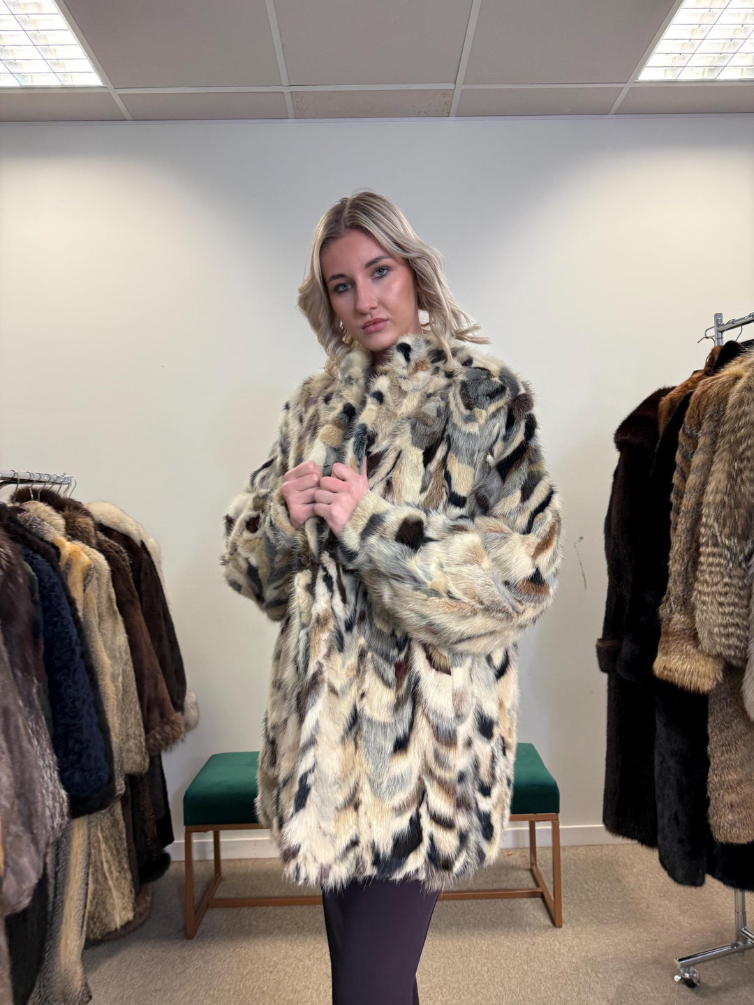 Mink Pieces Coat, Colorful Mink Coat, Medium Size, Women's Fur Coat, Real Mink Coat, Mink Coat, Dyed Mink Fur Coat, Vintage Fur Coat