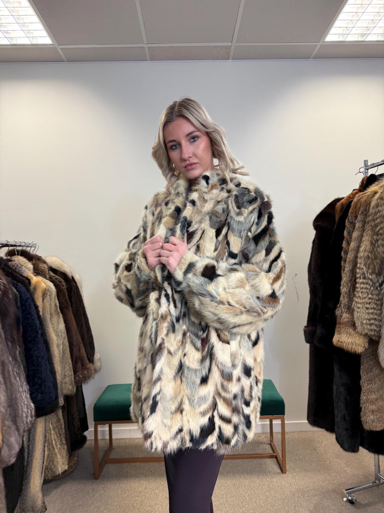 Mink Pieces Coat, Colorful Mink Coat, Medium Size, Women's Fur Coat, Real Mink Coat, Mink Coat, Dyed Mink Fur Coat, Vintage Fur Coat