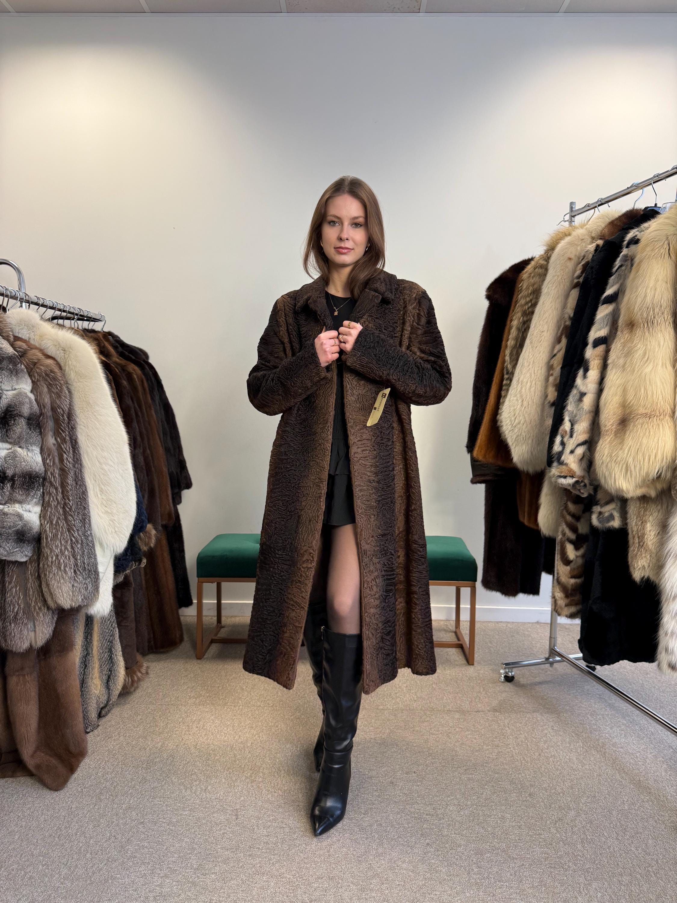 Brown Astrakhan Coat, Medium Size, Thick Fur Coat, Vintage Fur Coat, Real Fur Coat, Women's Fur Coat, Astrakhan Fur, Astrakhan Coat