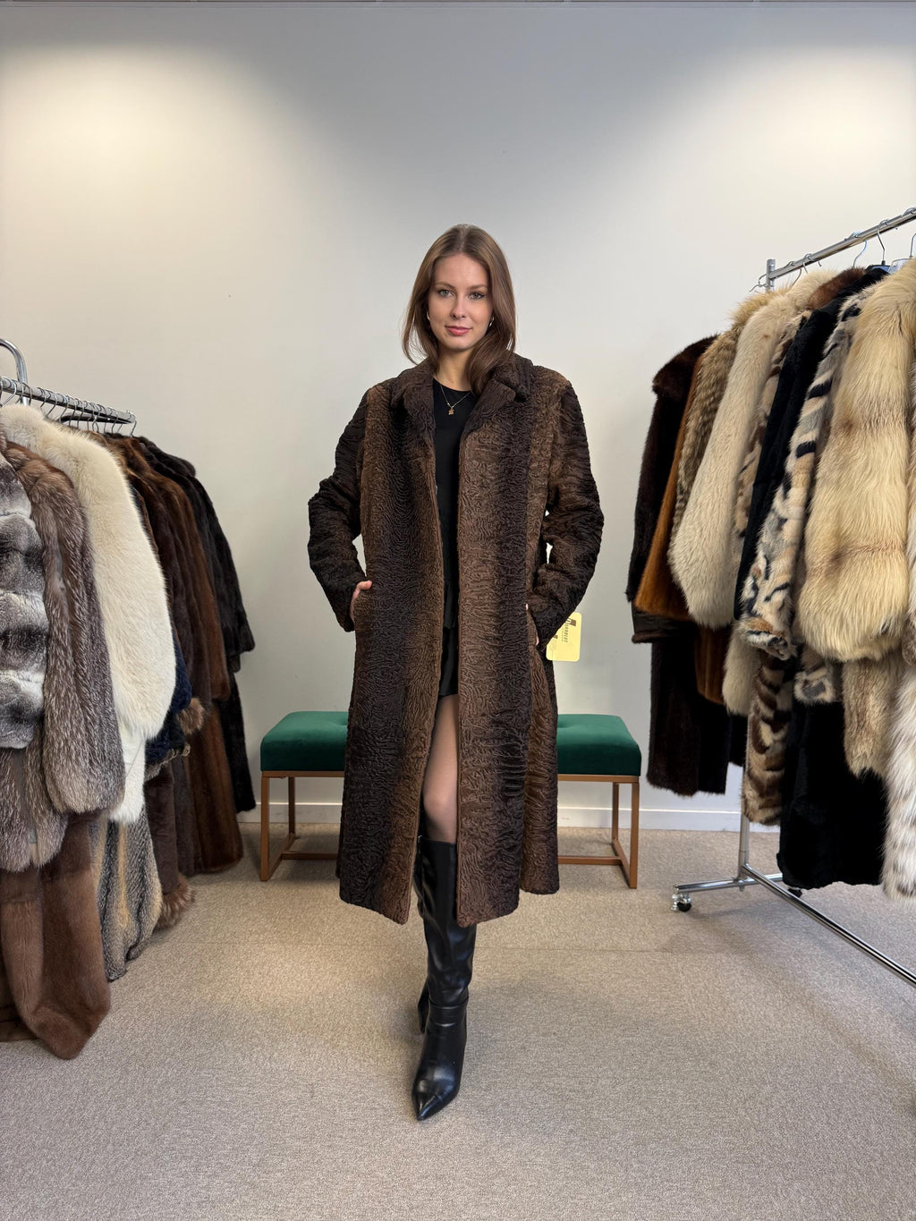 Brown Astrakhan Coat, Medium Size, Thick Fur Coat, Vintage Fur Coat, Real Fur Coat, Women's Fur Coat, Astrakhan Fur, Astrakhan Coat