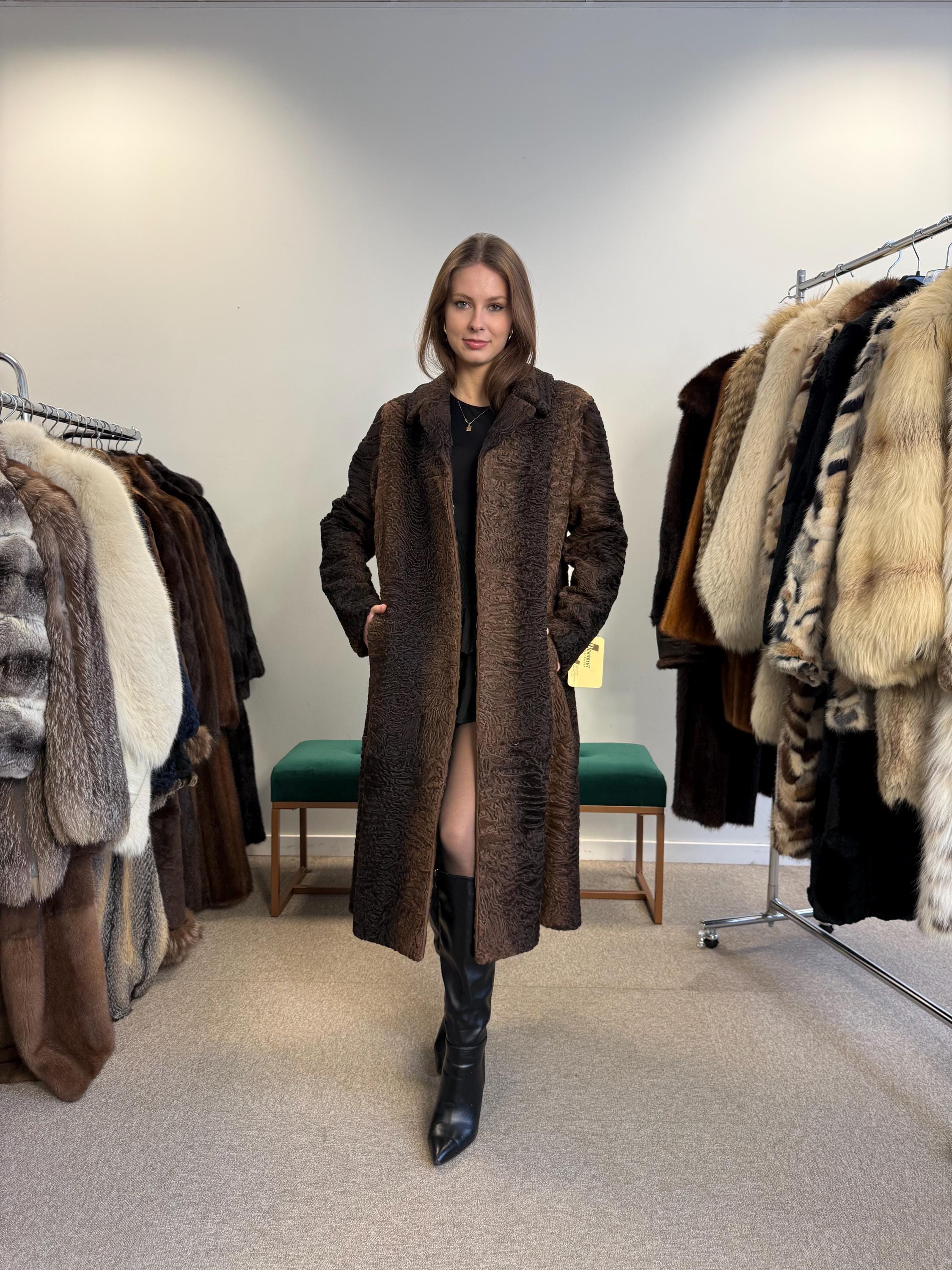 Brown Astrakhan Coat, Medium Size, Thick Fur Coat, Vintage Fur Coat, Real Fur Coat, Women's Fur Coat, Astrakhan Fur, Astrakhan Coat