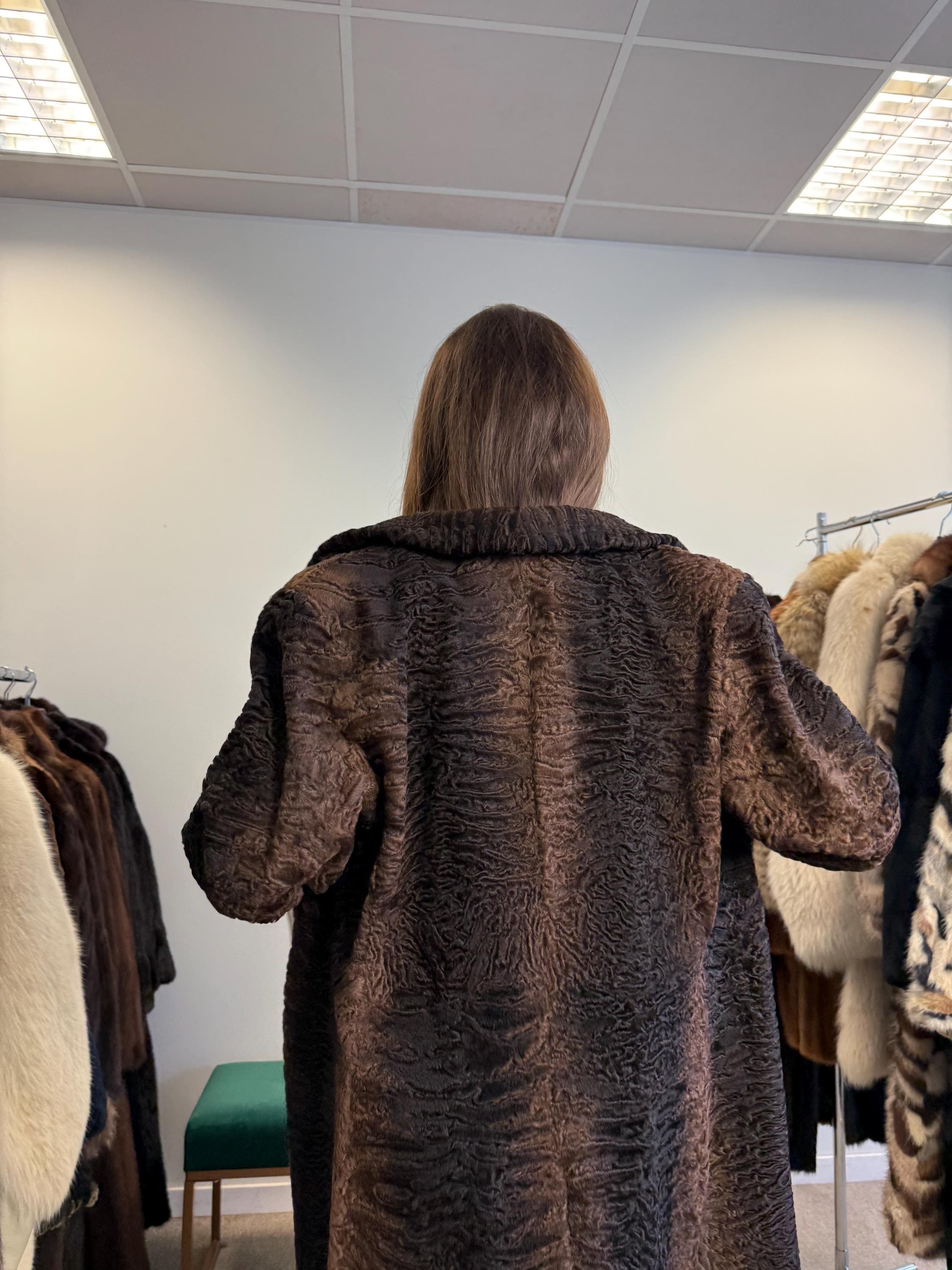 Brown Astrakhan Coat, Medium Size, Thick Fur Coat, Vintage Fur Coat, Real Fur Coat, Women's Fur Coat, Astrakhan Fur, Astrakhan Coat