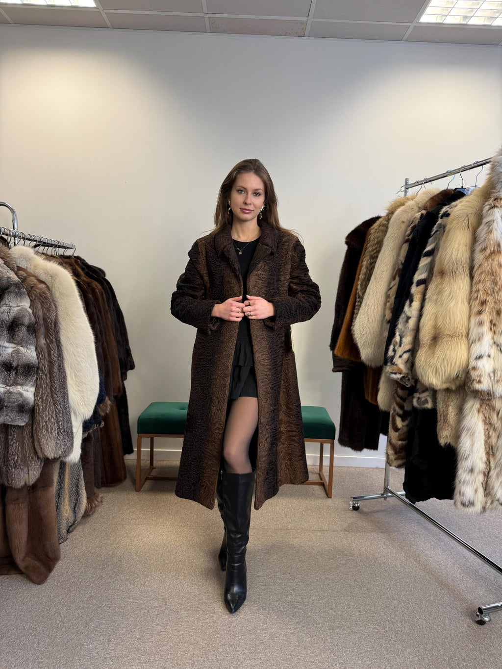 Brown Astrakhan Coat, Medium Size, Thick Fur Coat, Vintage Fur Coat, Real Fur Coat, Women's Fur Coat, Astrakhan Fur, Astrakhan Coat