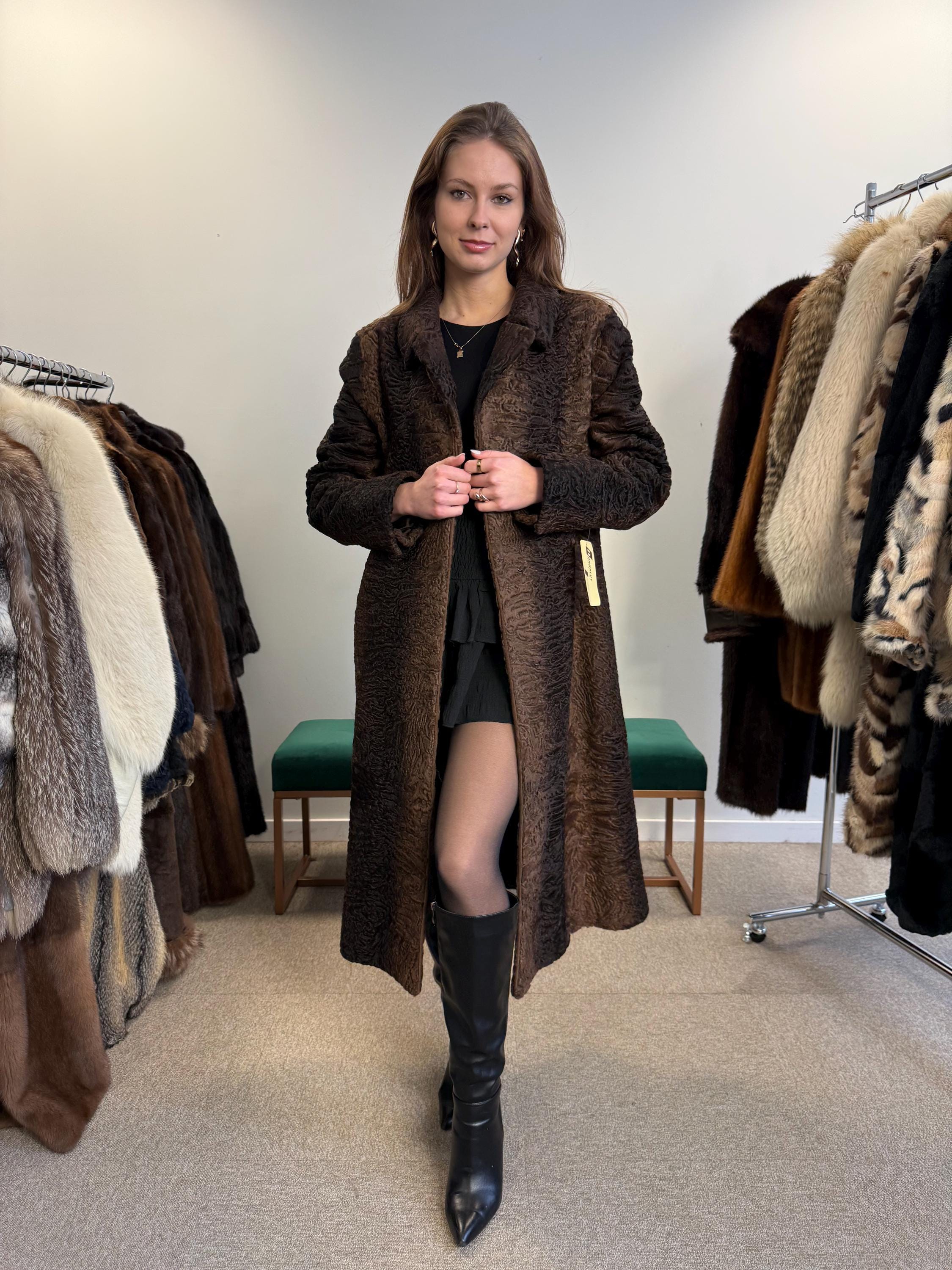 Brown Astrakhan Coat, Medium Size, Thick Fur Coat, Vintage Fur Coat, Real Fur Coat, Women's Fur Coat, Astrakhan Fur, Astrakhan Coat