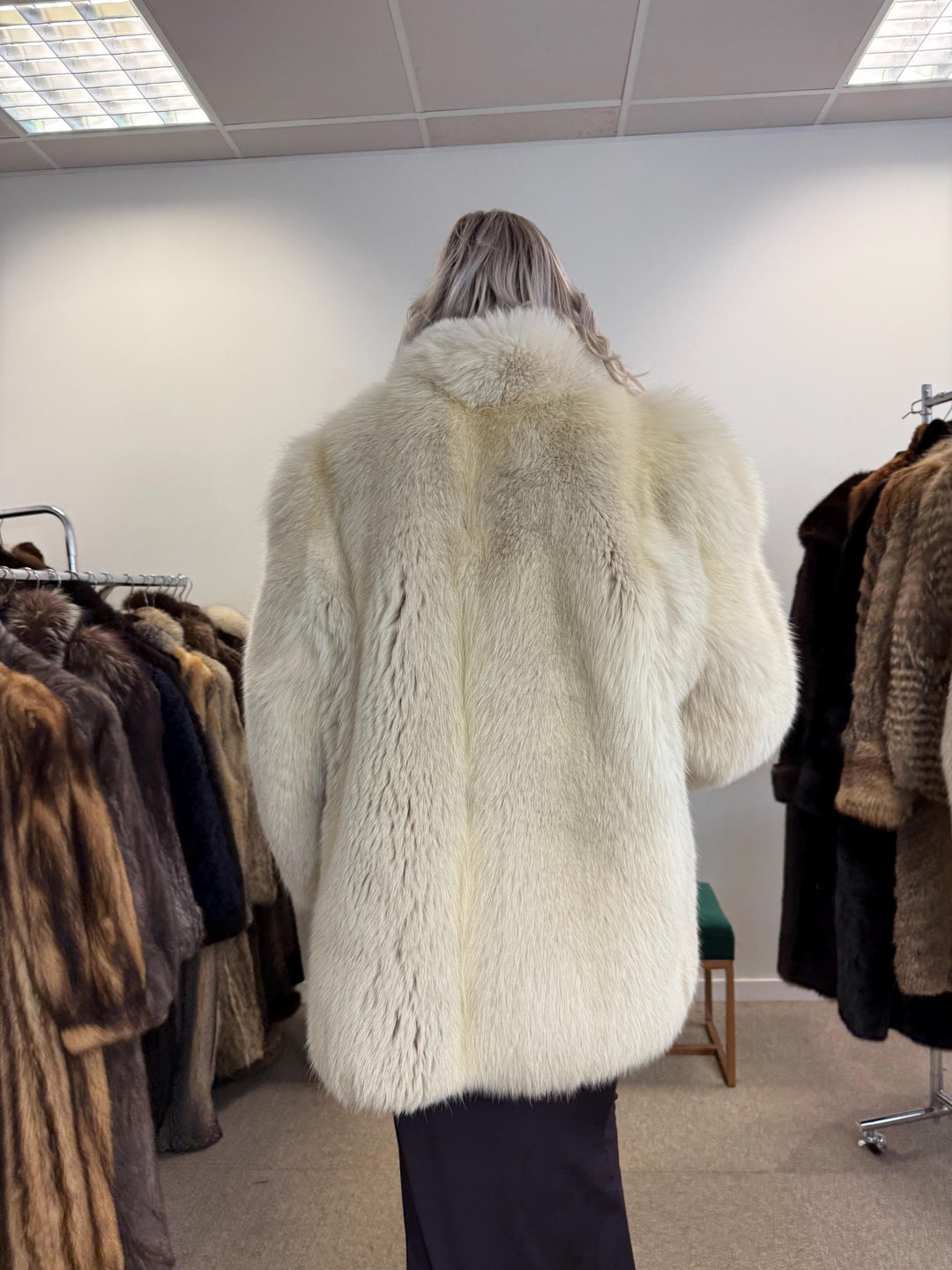 White Fox Fur Coat, Medium Size, Vintage Fur Coat, Women's Fur Coat, Zipper Fox Fur Coat, Real Fox, Soft Fur Coat, White Fox Coat, White Fox