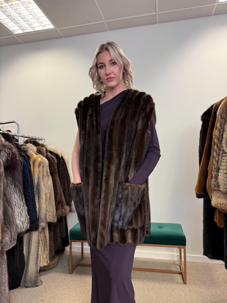 Brown Mink Vest, XXL Size, Real Mink Vest, Luxury Fur Vest, Vintage Fur Vest, Real Mink Fur, Women's Fur Coat, Soft Fur Vest, Mink Vest Fur