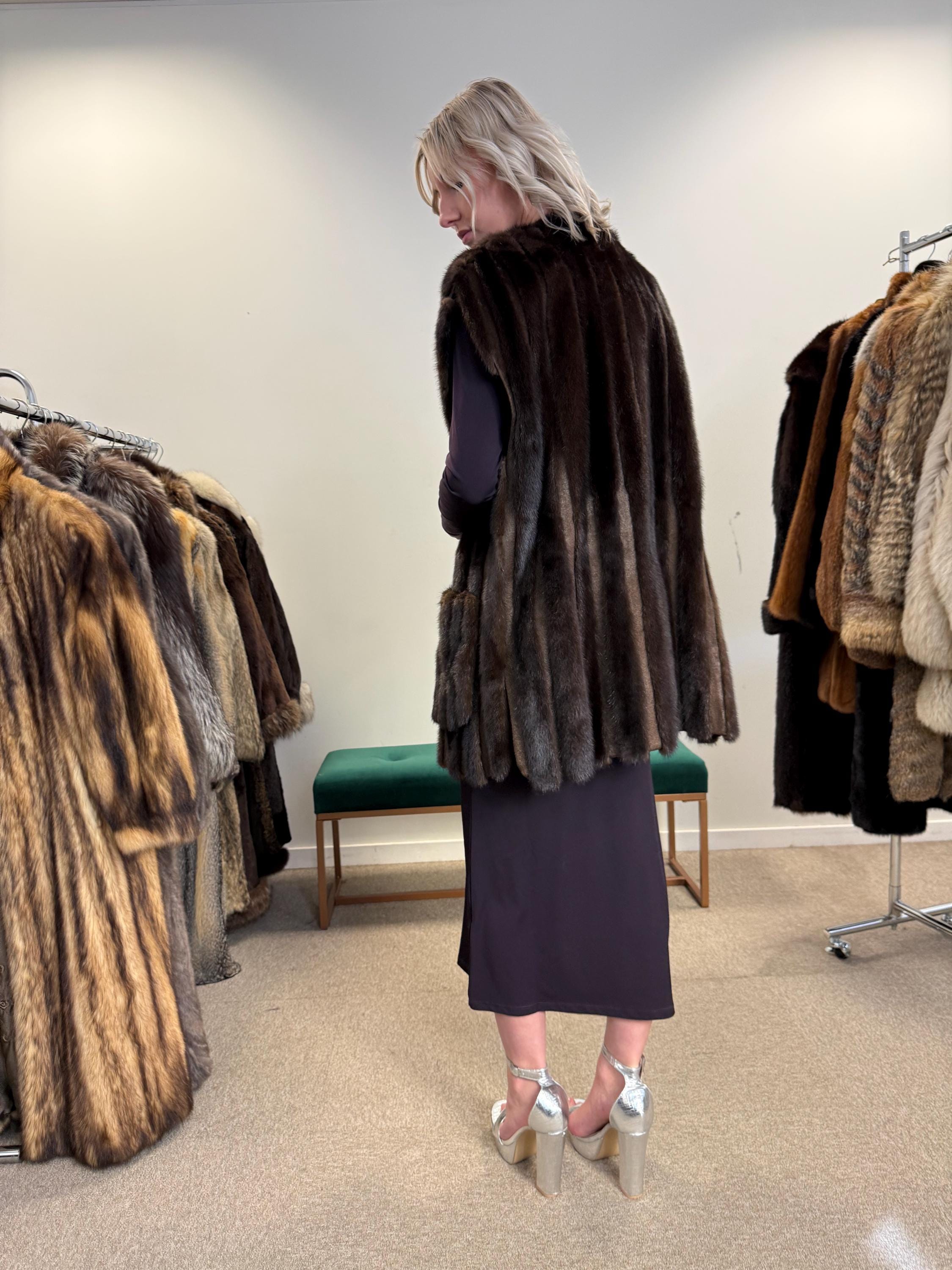 Brown Mink Vest, XXL Size, Real Mink Vest, Luxury Fur Vest, Vintage Fur Vest, Real Mink Fur, Women's Fur Coat, Soft Fur Vest, Mink Vest Fur