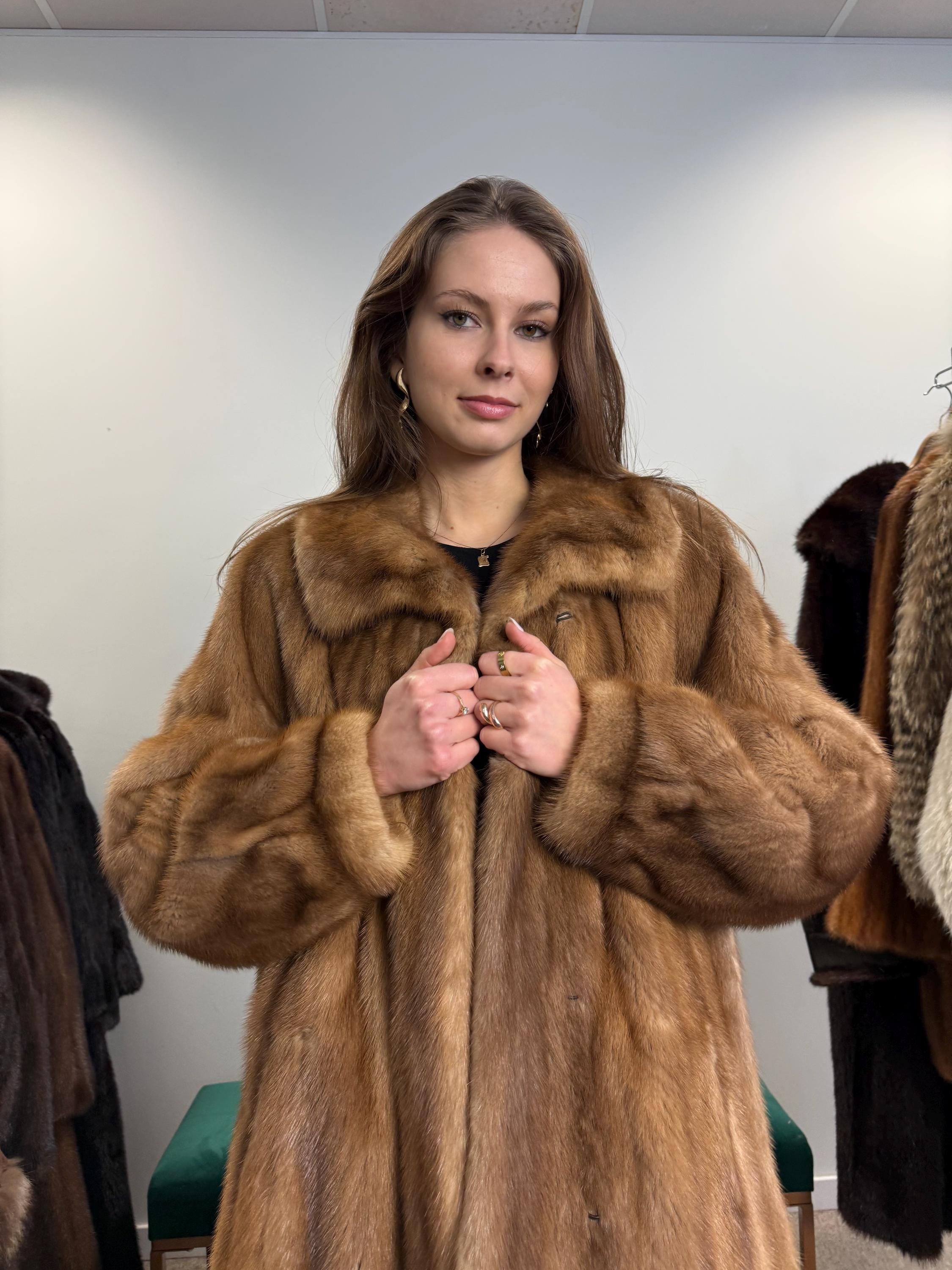 Pastel Mink Fur Coat, XL Size, Women's Fur Coat, Long Pastel Mink Coat, Light Luxury Fur Coat, Full-Length Mink Coat, Pastel Mink, Real Fur