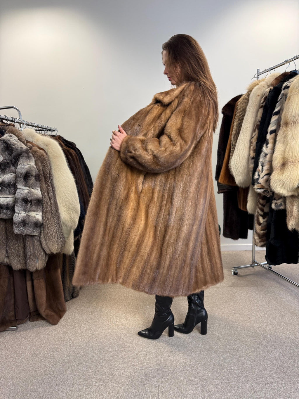 Pastel Mink Fur Coat, XL Size, Women's Fur Coat, Long Pastel Mink Coat, Light Luxury Fur Coat, Full-Length Mink Coat, Pastel Mink, Real Fur