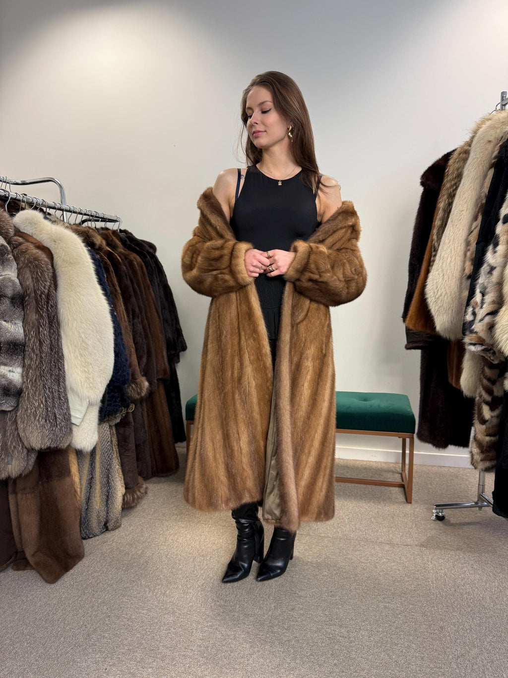 Pastel Mink Fur Coat, XL Size, Women's Fur Coat, Long Pastel Mink Coat, Light Luxury Fur Coat, Full-Length Mink Coat, Pastel Mink, Real Fur