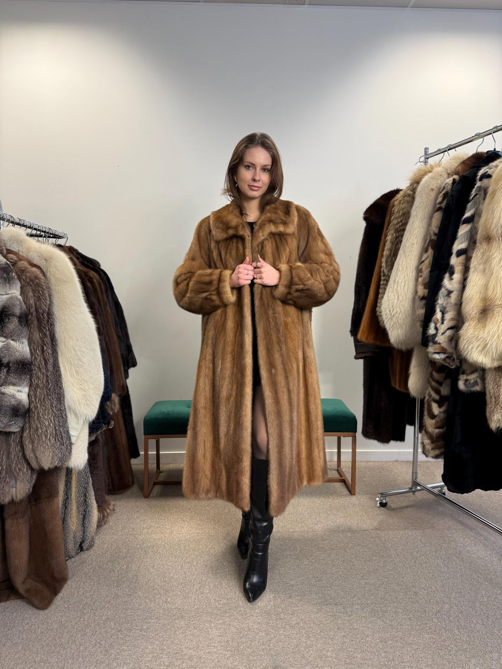 Pastel Mink Fur Coat, XL Size, Women's Fur Coat, Long Pastel Mink Coat, Light Luxury Fur Coat, Full-Length Mink Coat, Pastel Mink, Real Fur