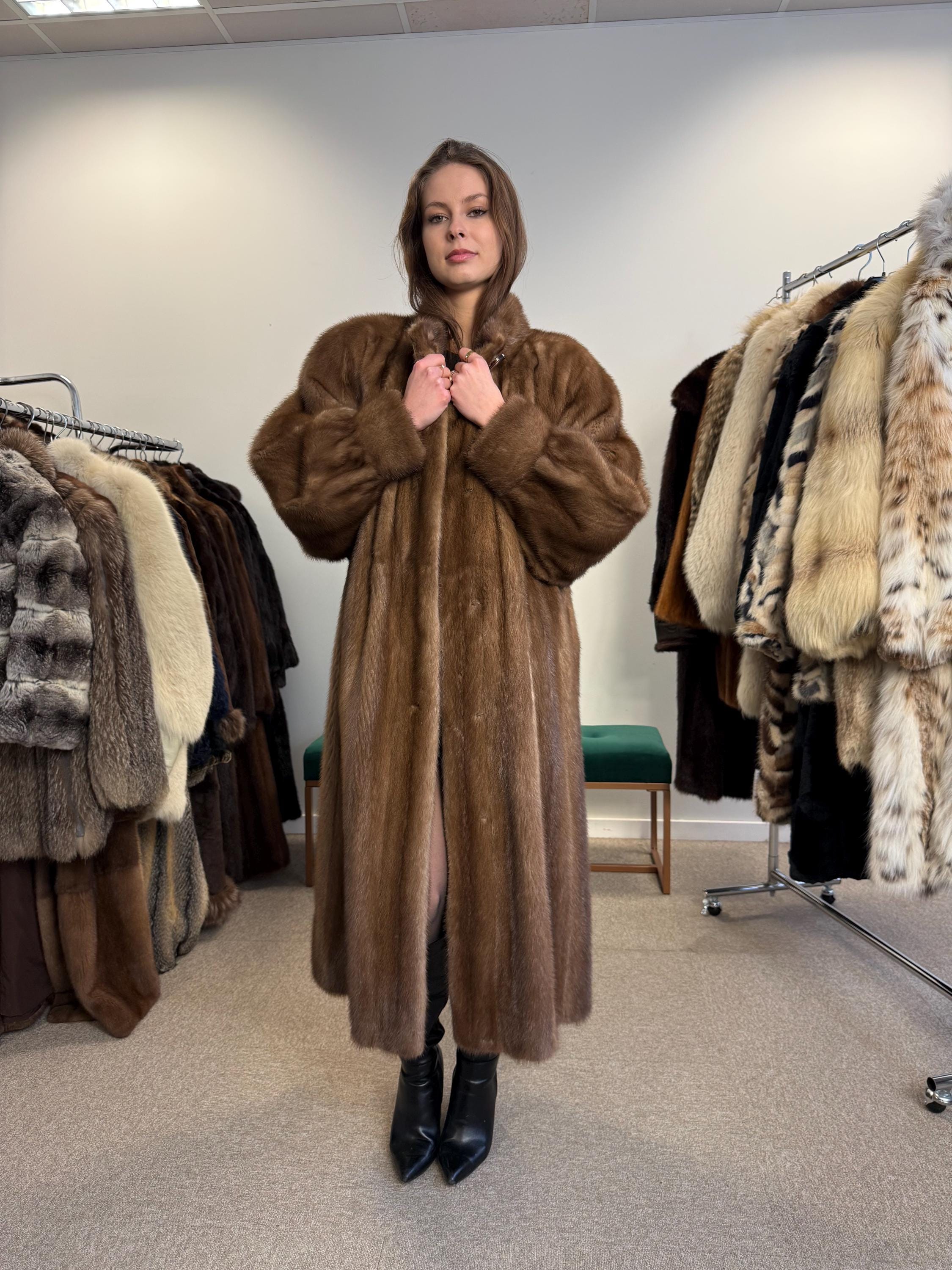 Long Pastel Mink Fur Coat, XL Size, Women's Fur Coat, Full-Length Mink Coat, Pastel Mink, Real Fur, Pastel Mink Coat, Light Luxury Fur Coat