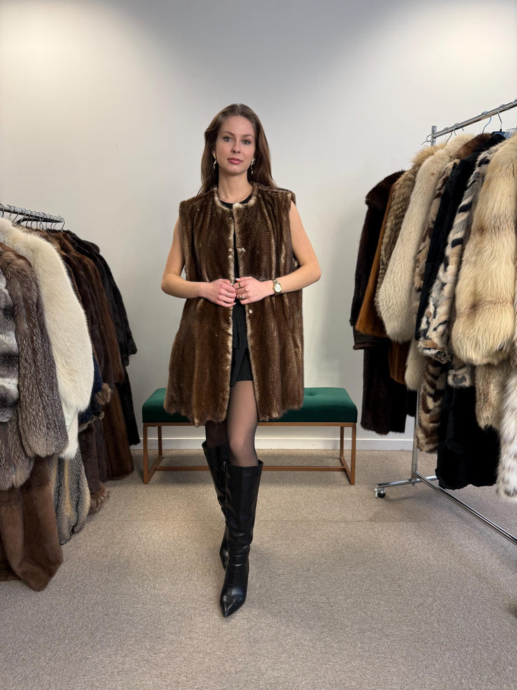 Luxury Mink Vest, XL Size, Mink Leather Vest, Real Fur Vest, Brown Mink Fur, Vintage Fur Vest, Real Mink Vest, Thick Mink Fur Vest, Mink Fur