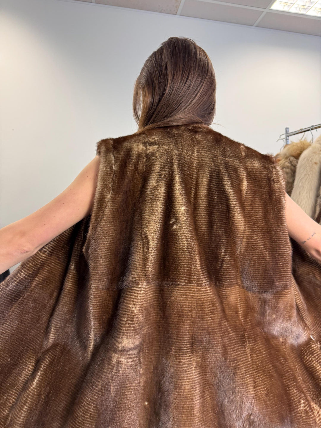 Luxury Mink Vest, XL Size, Mink Leather Vest, Real Fur Vest, Brown Mink Fur, Vintage Fur Vest, Real Mink Vest, Thick Mink Fur Vest, Mink Fur