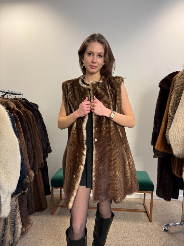 Luxury Mink Vest, XL Size, Mink Leather Vest, Real Fur Vest, Brown Mink Fur, Vintage Fur Vest, Real Mink Vest, Thick Mink Fur Vest, Mink Fur