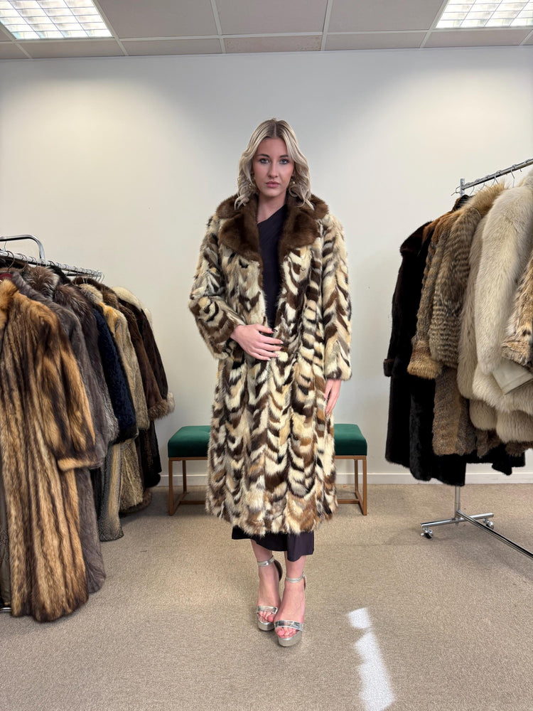 Colorful Mink Coat, Small Size, Dyed Mink Fur Coat, Mink Pieces Fur Coat, Vintage Fur Coat, Women's Fur Coat, Real Mink Coat, Long Mink Coat